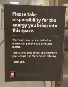 Hospital sign, personal space, energy